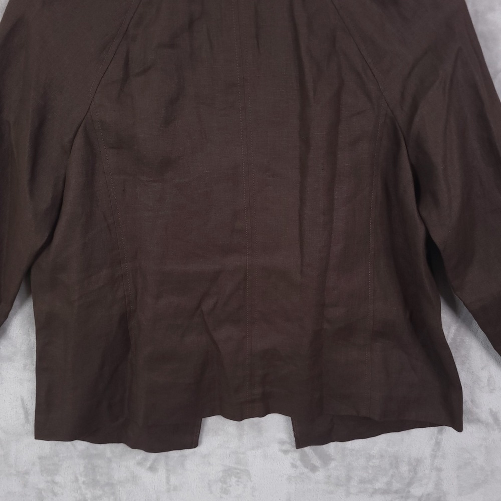 Talbots Pure Irish Linen Open Jacket Plus Size 1X Preppy Pockets Brown Pockets - Picture 11 of 12